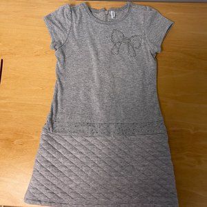 Idexe Girls Beautiful Short Sleeve Gray Dress Size 5-6 Years In Fantastic Shape!